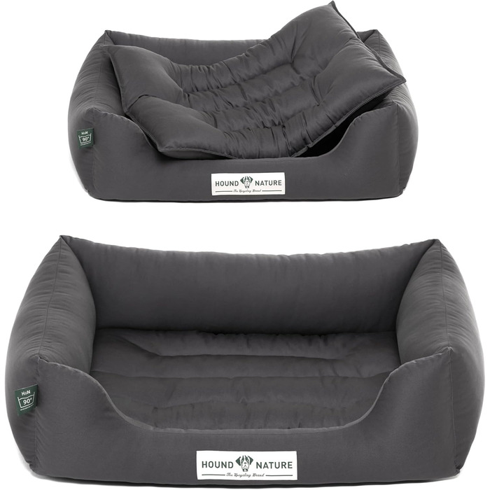 М'яке собаче ліжко HOUND & NATURE Bern Eco, розмір S (75x60 см), сіре - зручне та миється