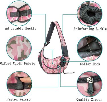 PETEMOO Сумка-переноска для собак і котів, червоно-камуфляжна, до 2.5 кг, з сіткою для дихання