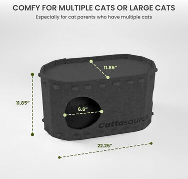 CATTASAURUS переносний будиночок для котів, складне закрите ліжко-печера для домашніх котів до 11,8 кг, багаторівневе, тунель, стійке до подряпин, тент, схованка, диван