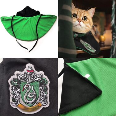 Костюм для собак та котів з окулярами та краваткою, косплей, Slytherin, розмір M