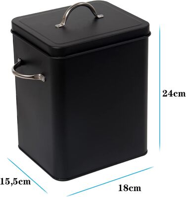 Контейнер для порошку Theo&Cleo 6.5L, металева коробка для порошку, корму для собак/кішок, кавових зерен (колір: вугілля)