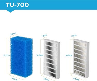 Акваріумний фільтр внутрішній з UV лампою 5W, 3-рівнева фільтрація, регульована подача води 700л/год. Підходить для прісних та морських акваріумів 120-180л та 70-100л. Комплект фільтрувальних матеріалів (TU-700)