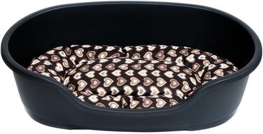 Корзина для собак Adena 71x48 см, антрацит + подушка з серцями, коричнева, L 71x48x22 см, дизайн 7