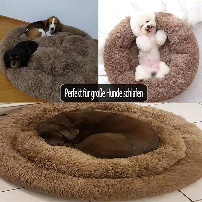 Ортопедичне ліжко для собак XL: м'яке, кушетка, антистрес, донат, пам'ять, для великих собак, коричневе