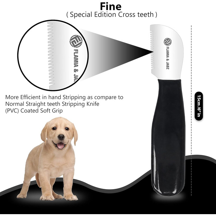 Набір професійних інструментів для грумінгу собак FLAMIA & JABZ (5 шт.) з крестоподібними зубцями, для правшів