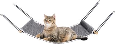 Підвісна лежанка для котів 58,4 x 39,4 см - м'яка, дихаюча, з дерев'яною підтримкою, для більшості порід