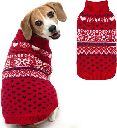 Пуловер для собак SCENEREAL: теплий рогалик для маленьких, середніх та великих собак, ідеальний для зимових свят та відпочинку. Червоний, без шапки, розмір Medium (M).
