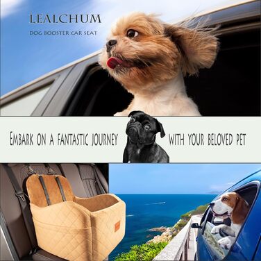 Автокрісло для собак - переноска для маленьких собак, з піднятим сидінням, знімний та миючий чохол, з кишенями для зберігання (Кофе, M)