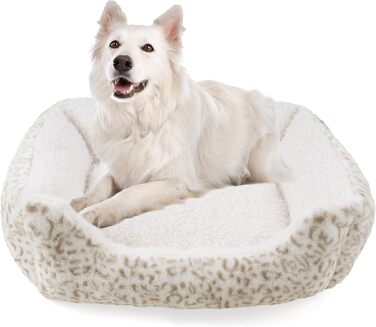 М'яке ліжко для собак Roypet з антиковзким покриттям, для цуценят, собак та котів, прямокутне, з матрацом, колір кремовий, розмір L