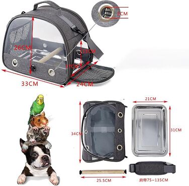 Сумка Vogel для транспортування папуг з прозорим вікном, рюкзак для маленьких домашніх тварин, складаний