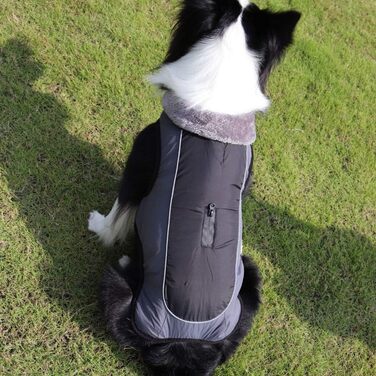 Водонепроникний теплий дощовик для собак з отвором для шлейки, для маленьких, середніх та великих собак, (M: Об'єм грудей (50-60 см), Чорний)