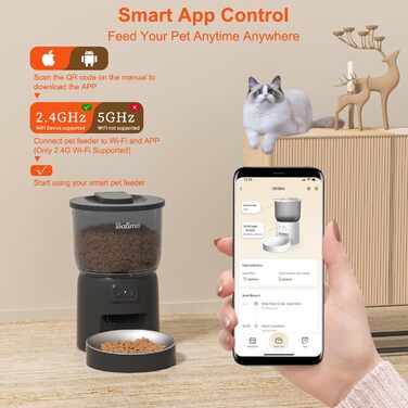 Автоматичний кормушка для котів Balimo 3L з Wi-Fi, керування через додаток, для собак та котів, чорний