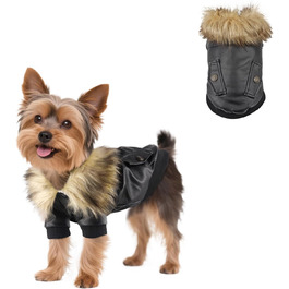 Зимовий одяг для собак PETLESO: тепла флісова куртка-жилет для собак, зимова куртка з шкіри на кнопках для маленьких та середніх собак (L)