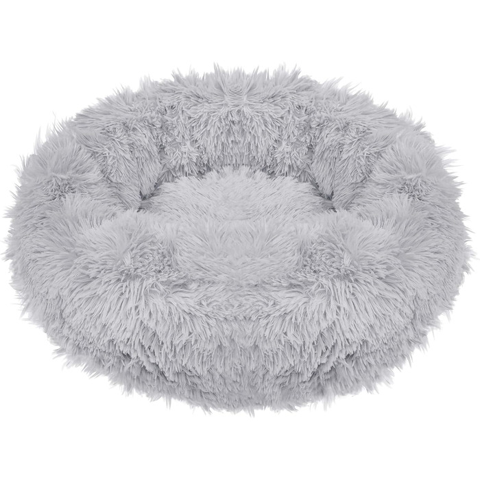 Кругле ліжко для собак Springos | З штучним хутром | Антиковзаюча підставка | 110 см, Сірий
