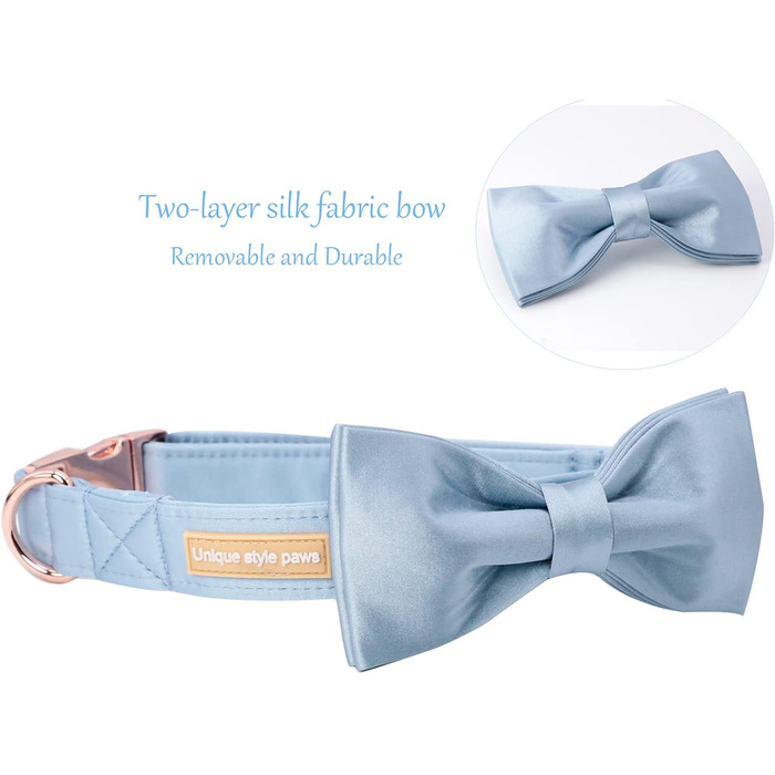 Елегантний краватка-метелик для собак, шовковий, регульований, з бантиком, для великих собак, розмір M (XL, блакитний)