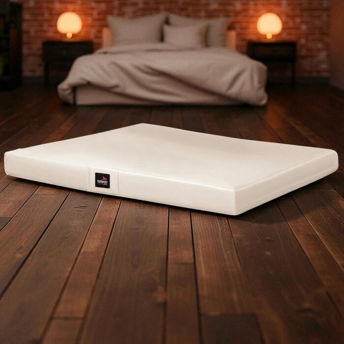 Ортопедичний лежак для собак Tierlando Alice Easy CLEAN з штучної шкіри, віскоеластичний, 100x80 см, колір: кремовий