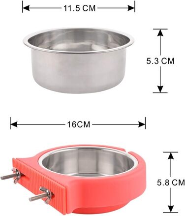 Миска для клітки для тварин MOACC, знімний тримач, нержавіюча сталь, миска для води та їжі для собак та котів, рожева