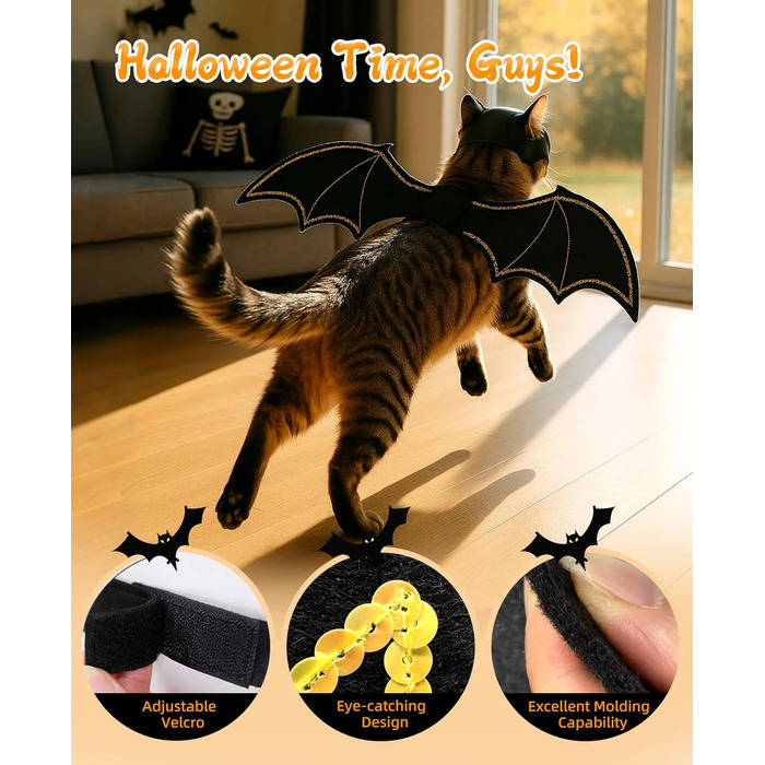 Костюм на Хелловін для собак: крила кажана, карнавальний костюм для тварин, для цуценят, собак маленьких, середніх та великих порід, веселий косплей