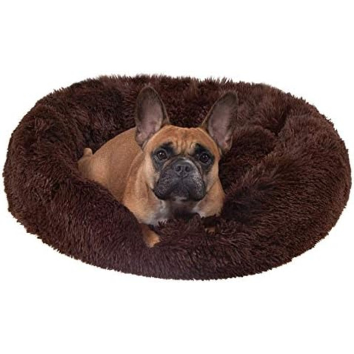 Кругле ліжко для собак Springos з антиковзною основою, 80 см, коричневе