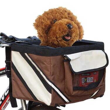 Фарбована сумка на велосипед для тварин, кошик для собак і котів, кошик для руля велосипеда, рюкзак для тварин, знімний кошик для руля велосипеда, для пікніків, шопінгу, подорожей, кемпінгу, коричневий