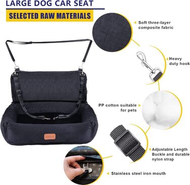 Автомобільний лежак для собак великих та середніх порід, подорожний лежак-клітка, зручний та безпечний. Багатофункціональний дизайн – перетворюється на лежак або подушку для собак (Сірий, XL). Лежак для собак великих порід (Чорний, великий).