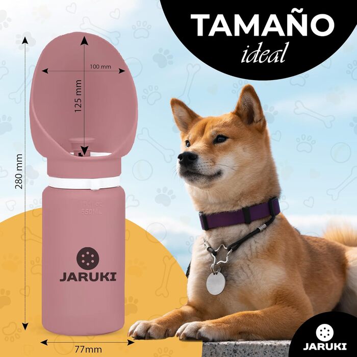 Складаний миска-поїльник для собак JARUKI, 550 мл, рожевий, BPA-free