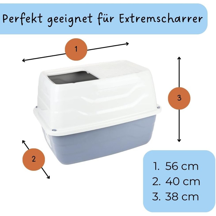 Лоток для котів GarPet Hop-In з верхнім входом, XXL, блакитний