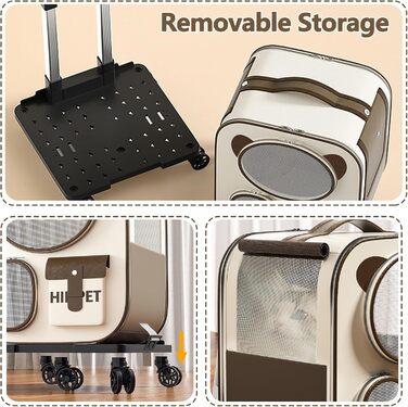 Рюкзак для тварин Galatée з колесами, зручний рюкзак для котів з знімними колесами, ролер-переноска для тварин, рюкзак для собак, ідеальний для подорожей/походів/відпочинку на природі (Блакитний)