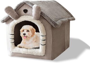 Кіжачий домик Galatée: тепле та затишне ліжко-іглу для котів, з антиковзким дном (M, сірий котик)