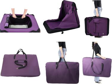 EliteField Транспортна переноска для собак, сумка-переноска, переноска з 4 дверима, складна, м'яка, з фіранками, сумка-переноска та лежанка з флісу, для дому та вулиці, 76,2 x 53,3 x 61 см, фіолетовий + 4 фіранки 30.0' x 21.0' x 24.0'