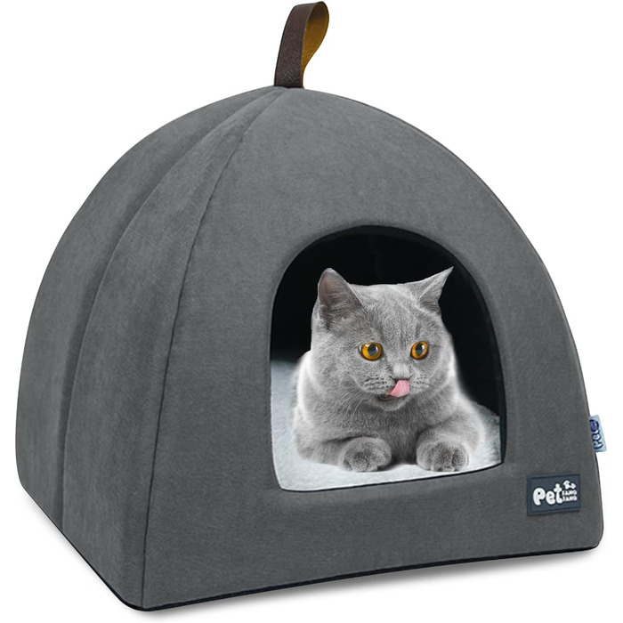 Будиночок-лежак PETCUTE для великих котів і собак, знімна подушка, м'яка котяча печера, прана, не ковзає