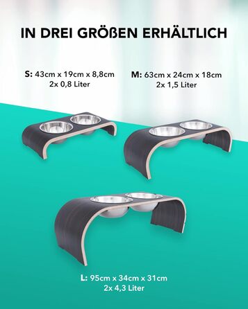 Набір мисок для собак ilaCasa Makassar - 2 шт. Підвищені, для корму та води