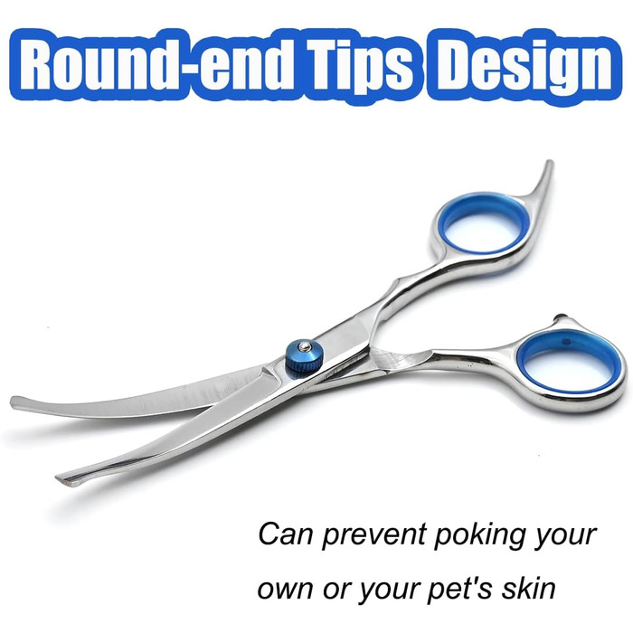 Ножиці для грумінгу собак, нержавіюча сталь, вигнуті ножиці для догляду за тваринами з безпечними закругленими кінцями, для собак та котів