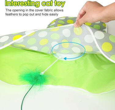 Інтерактивна іграшка для котів PUHOHUN: автоматична мишка з пір'ям, прихована іграшка для кошенят, зелена