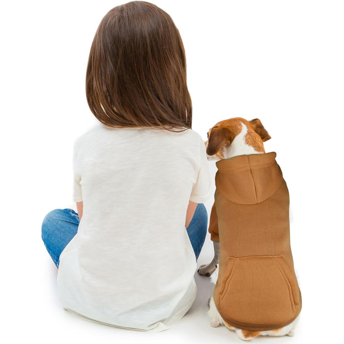 Пуловер для собак маленьких порід, капюшонний пуловер з м'якого флісу, з кишенею (колір кавовий, розмір S)