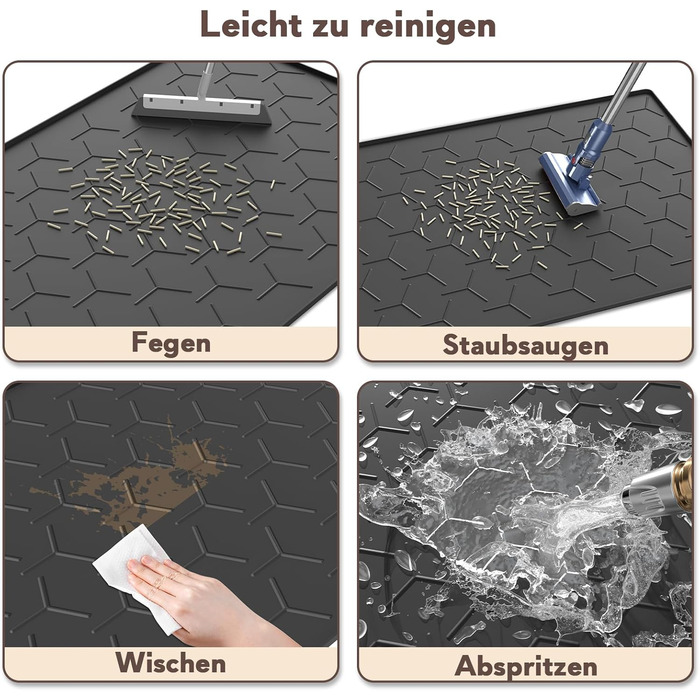 Мапа для котячого туалету Garoopion, силіконова, 86x56 см, чорна. Захист від протікання, легко мити.