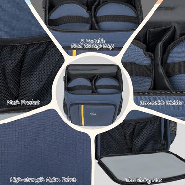 ANILD Рюкзак-переноска для собак, рюкзак для подорожей з собакою, TSA-сертифікований, з 2 мисками та органайзером, для походів та кемпінгу (Темно-синій)