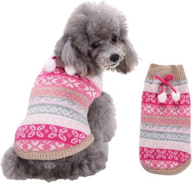 Пуловер для собак на Різдво: теплий в'язаний пуловер з принтом оленя, Санти та сніжинок для собак маленьких, середніх та великих порід, XXS-XXL