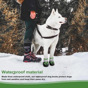 Чоботи для собак, 4 шт., водонепроникні, антиковзаючі, з відбиваючим ремінцем, чоботи для собак, захист лап для маленьких, середніх та великих собак (XL, зелений)