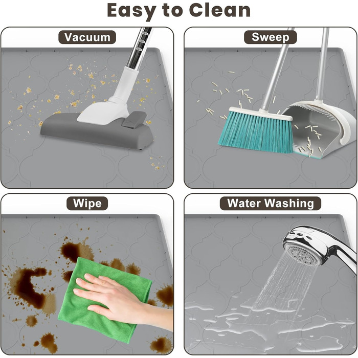 Силіконова килимок під лоток для котів, 86x56 см, вологостійкий, легко чиститься, не слизький, сірий