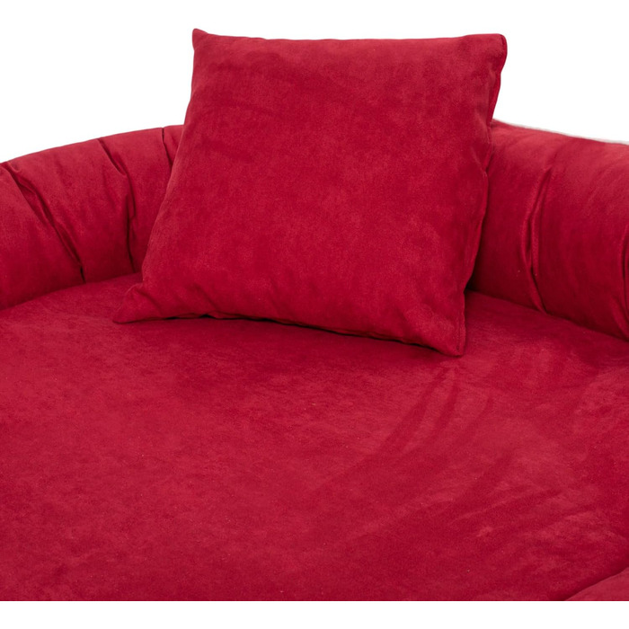 Ортопедичне ліжко для собак Tierlando® Marlon Nonplusultra з пінополіуретановою матрацом Visco Plus, м'який велюровий чохол, розмір 170x110 см, темно-червоний