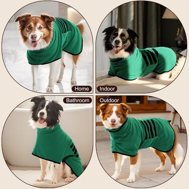 Рушник для собак з мікрофібри, великий, зелений, XXL, швидковисихаючий, з клямками