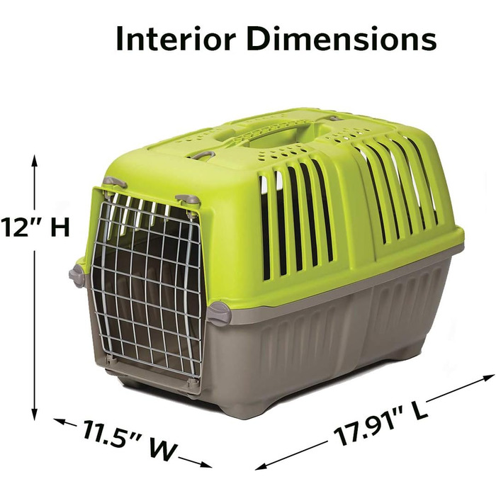 Жорсткий переноска для собак і котів MidWest Homes for Pets, зелена, для дрібних порід, 20,7×13,2×14 см