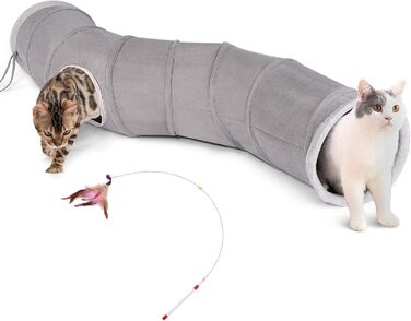 Ігровий тунель для котів та кроликів Ownpets, тканинний, з м'ячиком і дражнилкою, міцний, безшумний