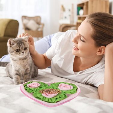 Килимок-нюхалка для собак, інтелектуальна іграшка для собак, килимок для нюхання та тренування, інтерактивний килимок для тварин, для середніх та маленьких собак, Love Pink Roses, 32*22 см