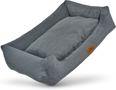 Ортопедичне собаче ліжко Freudentier з корду - миється - знімний лежачий килимок - сертифікат Oeko® TEX - ручної роботи в Європі - для собак маленьких, середніх та великих порід (темно-сірий, L) - 100x70 см