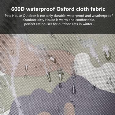 Кіт Будинок для Зовні, Зимостійкий, Водонепроникний, для Вуличних Кітів, 43 x 40 x 45 см