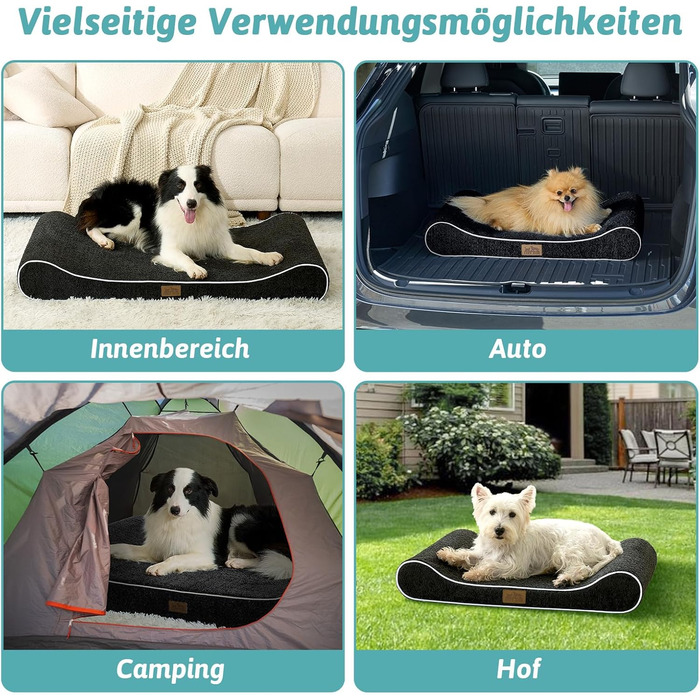 Лежанка для собак, 76x50x12 см, з високим бортиком - ортопедичний лежак для собак з корисного, водовідштовхувального та неслизького матеріалу у формі човна, підходить для собак до 16 кг, чорна, S (76x50x12 см)