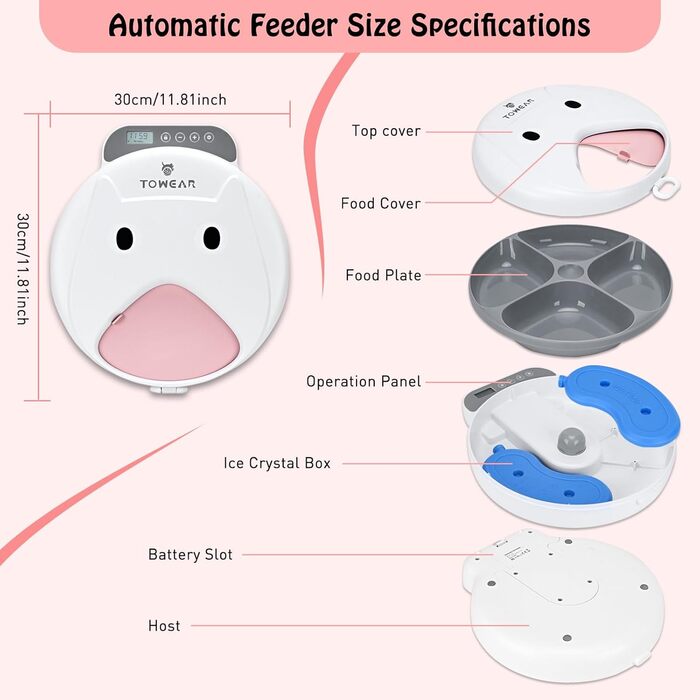 Автоматичний годівник для котів та собак з цифровим дисплеєм, 4 відсіки по 240 мл, таймер