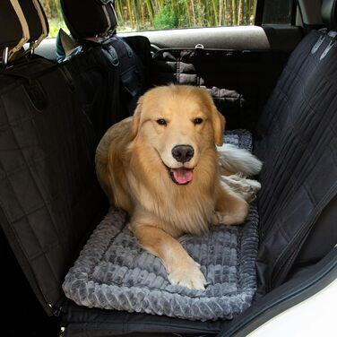 Підстилка для собак у машину, на заднє сидіння, в'язана, для подорожей, нековзна, сірого кольору (63 x 54 см)